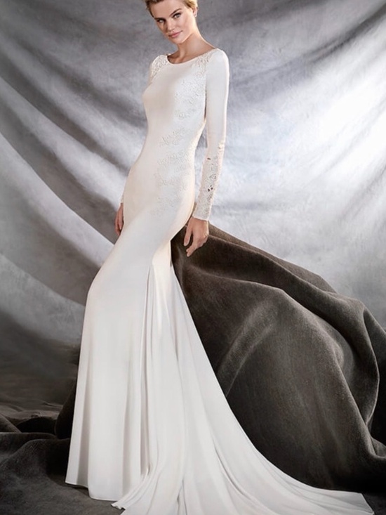 Pronovias Dresses & Skirts - Pronovias Ivory Long-Sleeve Fitted Mermaid Wedding Gown